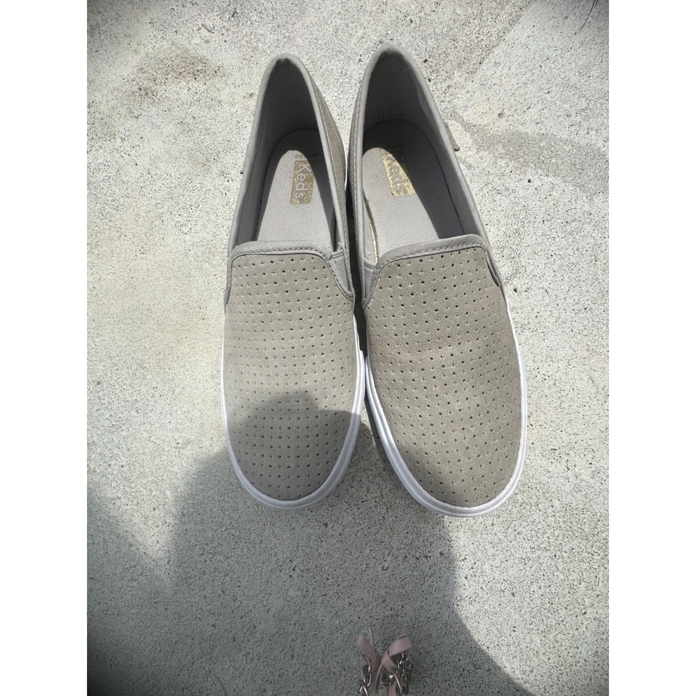 Keds Double Decker Slip On Women Size‎ 8 Taupe Good Perforated Suede Sneakers